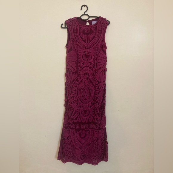 J D collection magenta pink tapework lace bodycon mermaid dress - Picture 4 of 9